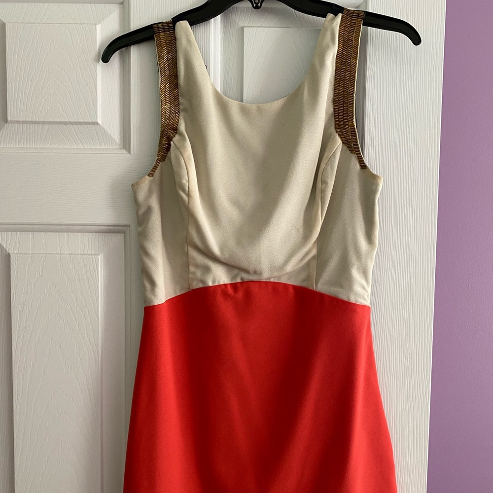Lush Coral, Navy, Cream Dress